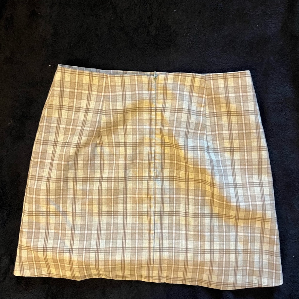 Green & Brown High Rise Mini Skirt